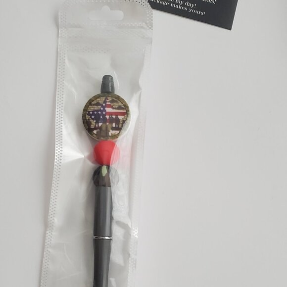 Handmade Military Beaded Pen with Extra Ink – Patriotic Soldier & Camo Gift Pen - Picture 2 of 4